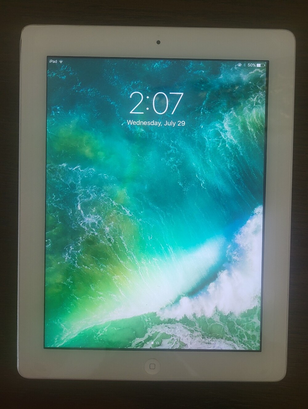 Apple iPad White Front with Green and Blue Display
